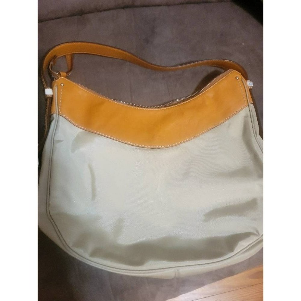 Vintage Michael Kors Large Hobo Bag shoulder Purse  Tan  & Camel Tan w/ MK Logo